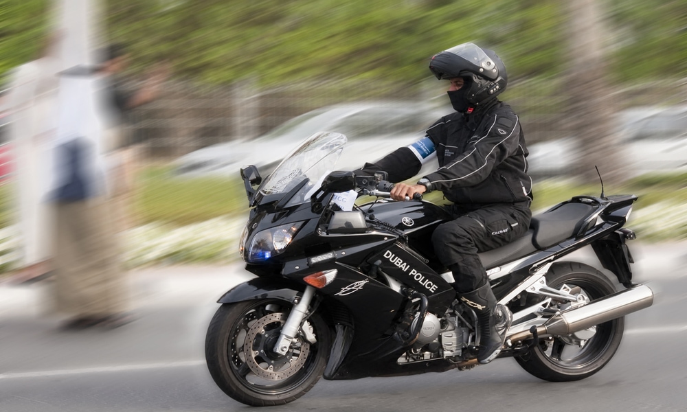 Dubai police on motorcycle